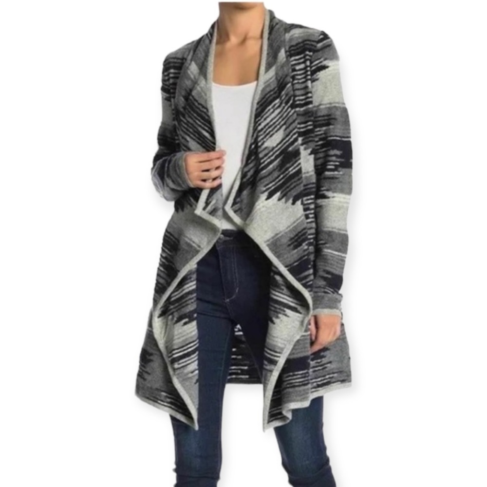 LUCKY BRAND Aztec Drape Front Cardigan Sweater M NWT